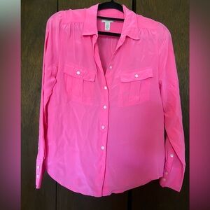 J-crew 100% silk, women’s button down